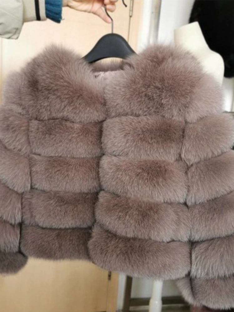 Faux Fur Short Coat Women Cropped Long Sleeve Artificial Fox Fur Jacket Women Winter Fluffy Top Thick Warm Furry Fur Outwears 6