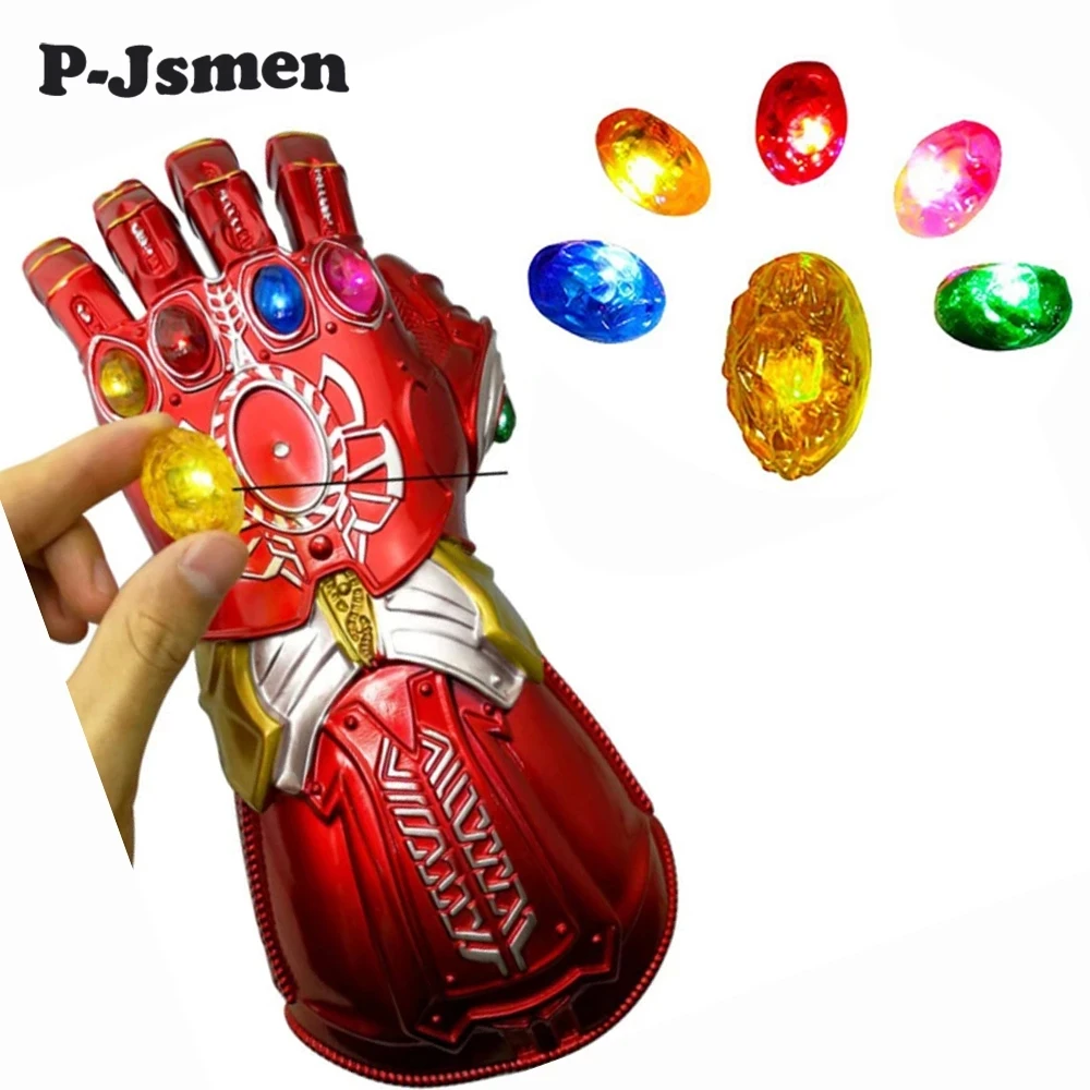 Cafele Glove Thanos Infinity Gauntlet Cosplay Gloves Latex LED Glove Kids Adult Unisex Removable Gloves anime cosplay props