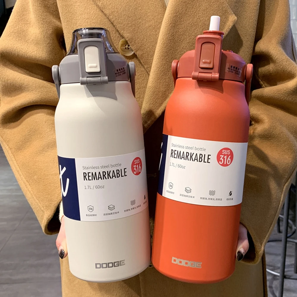 1300ML Thermal Water Bottle Large Capacity With Straw Stainless Steel Thermos Bottle Cold and Hot Water Sport Thermos Cup For thermal water bottle stainless steel water bottle stainless steel thermos bottle water bottle stainless steel thermos cup