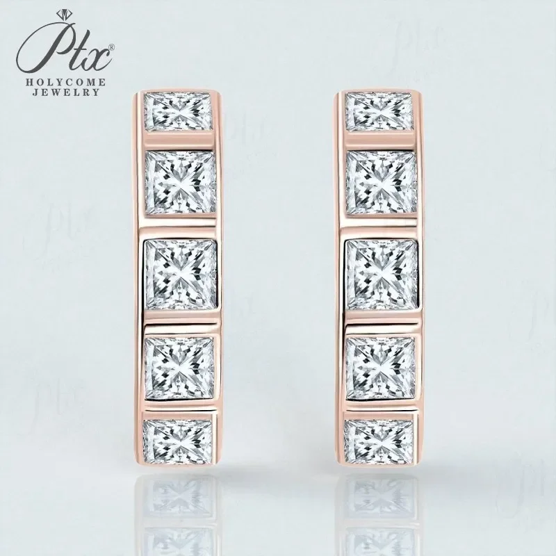 1,5 CT Creolen Princess Cut Mehrfarbige Moissanit Ohrringe 925er Silber vergoldet Weiß Gelb Roségold Ohrstecker Damen Herren Mode – Detail 16