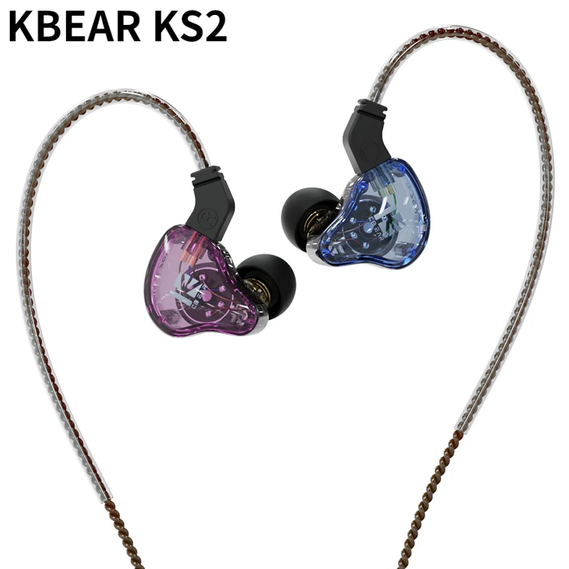 Наушники-вкладыши KBEAR KS2 Hybrid DD + BA, Hi-Fi наушники, проводные наушники, спортивные Игровые наушники, гарнитура KBEAR KS1 Lark Aurora ks2 IEMs