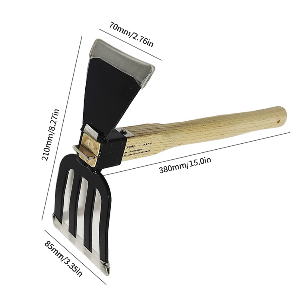 5-Claw Rake with Wooden Handle Garden Rake Hand Cultivator Mini Hoe and Cultivator for Loosening or Weeding Soil