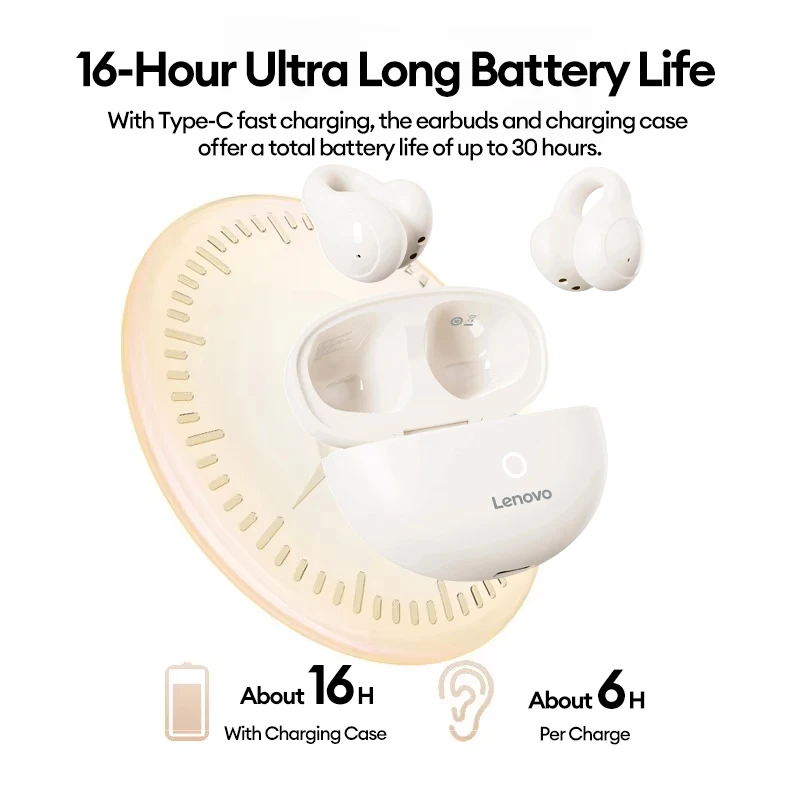 New Lenovo LP25 OWS Wireless Bluetooth Ear Clip Headphones Long Battery Life Gaming Headset HIFI Surround Sound Earbuds With Mic 3