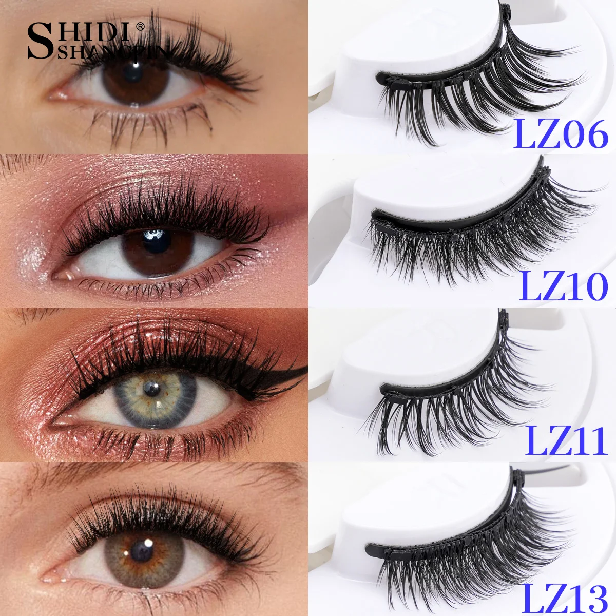 Fake Eyelashes 3D Magnetic Reusable Waterproof Natural Long Fluffy Winged Extension Tool NO Glue Makeup