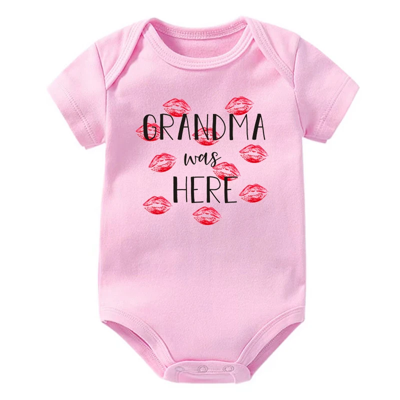 Grandma Was Here Bodysuit Cute Baby Clothes Infant Jumpsuit Cotton Boys Girls Short Sleeve Rompers Toddler Body Outfits 5