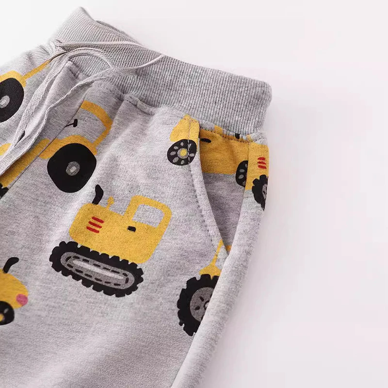 Kids Shorts Boys Summer Cotton Trousers Cartoon Excavator Short Pants