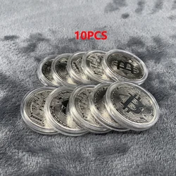 Gold Plated Bitcoin Commemorative Coin - Limited Edition Collectible Art Piece (Silvery 10PCS)