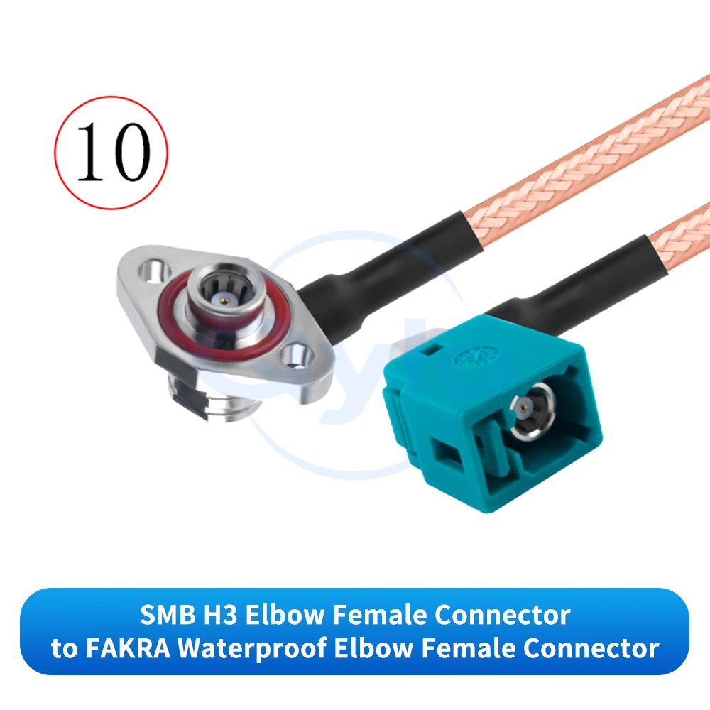 1 Stück SMB H3 auf FAKRA wasserdichte Stecker/Buchsen mit RG316 versilbertem Kabel, 360-Grad-Panoramakamerakabel für Fahrzeuge – Detail 12
