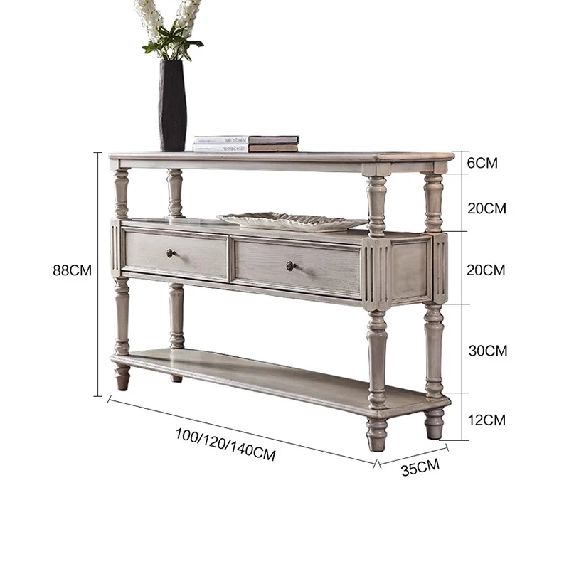 Consolle American Glam con portaoggetti Consolle retrò elegante e alla moda Portico Ingresso Tisch Wohnzimer Möbel Mobili - immagine 2