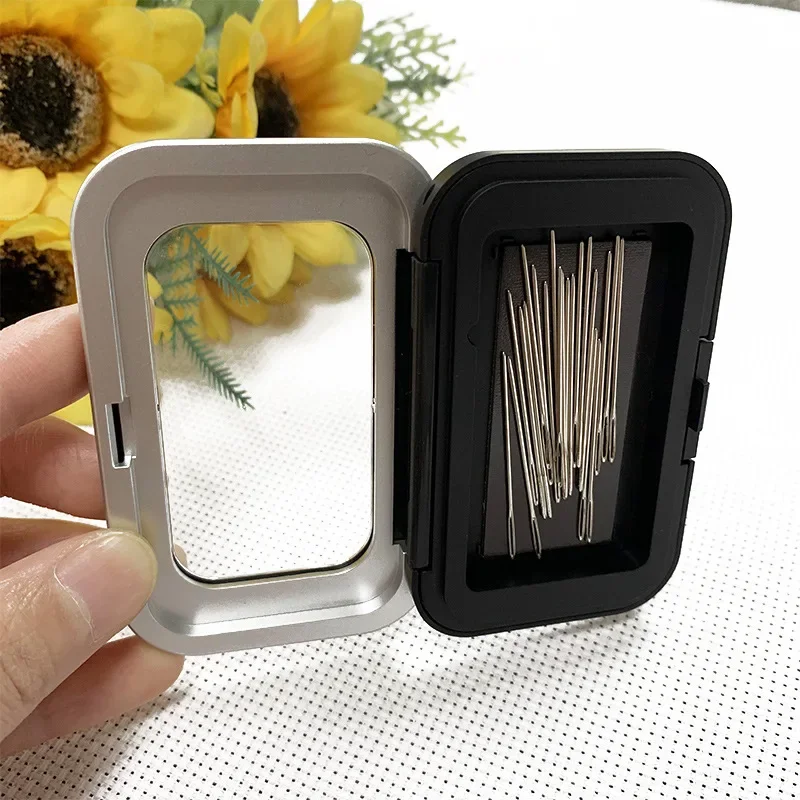 Sewing Storage Box Magnetic Black Rectangle Case for Sewing Needles Buttons Pins Accessories