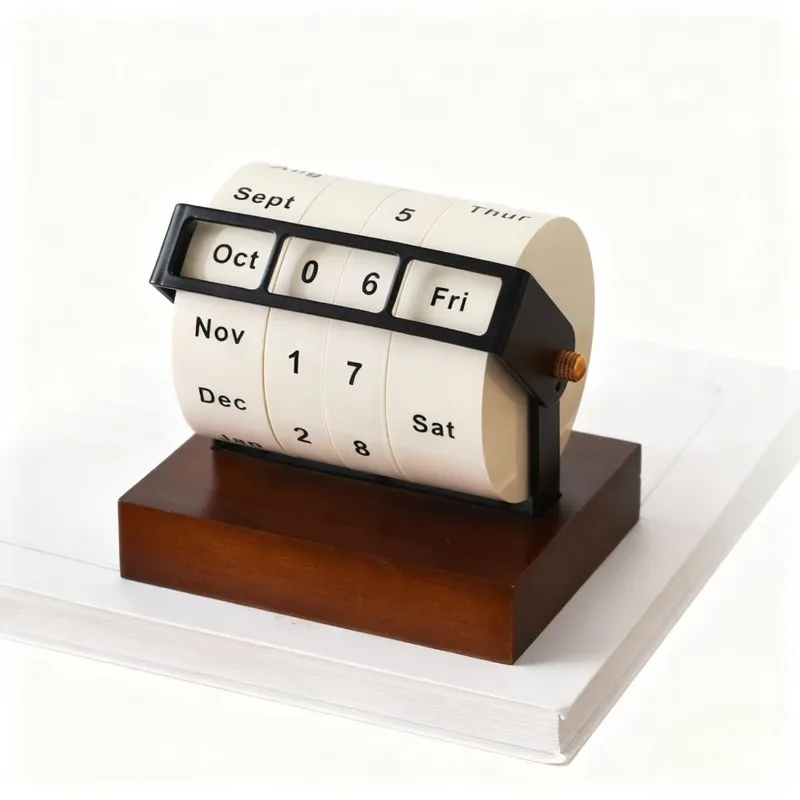 Spinning Wheel Perpetual Calendar 2025 - Large Desktop Flip Calendar with Goal Tracker, Motivational Exam Countdown & Rotatable