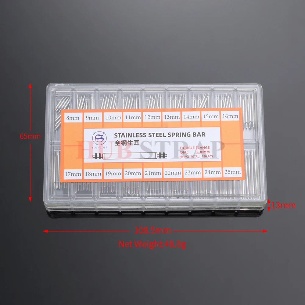 180-Piece Stainless Steel Spring Bar Set for Watchband Repair and Adjustment