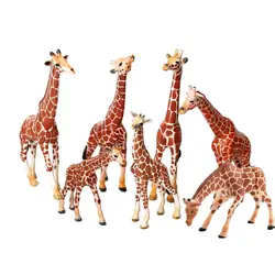 Realistic Giraffe Figurines with Giraffe Cub Safari Animals Model Figures Family Playset Educational Toy Cake Toppers Gift