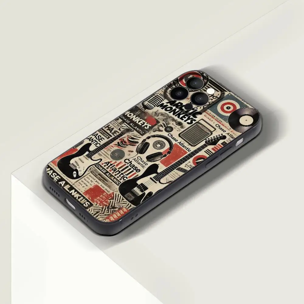 Indie Rock Collage Black Silicone Matte Phone Case