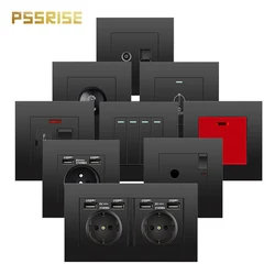 PSSRISE A08 Series EU Wall Switch Socket FR High Power Socket With USB PC Panel 86*86mm For Lamp TV Water Heater Air Conditioner