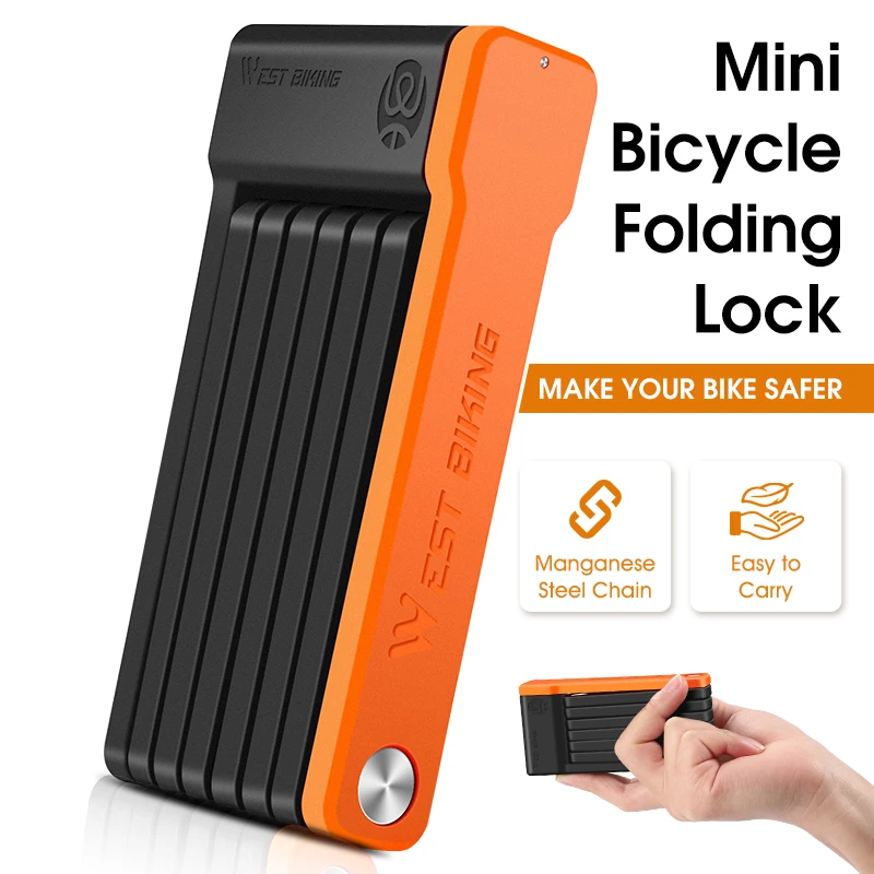 Bicycle Lock WEST BIKING Foldable Security Anti-theft Cycling MTB Road Bicycle Scooter Electric Bike Chain