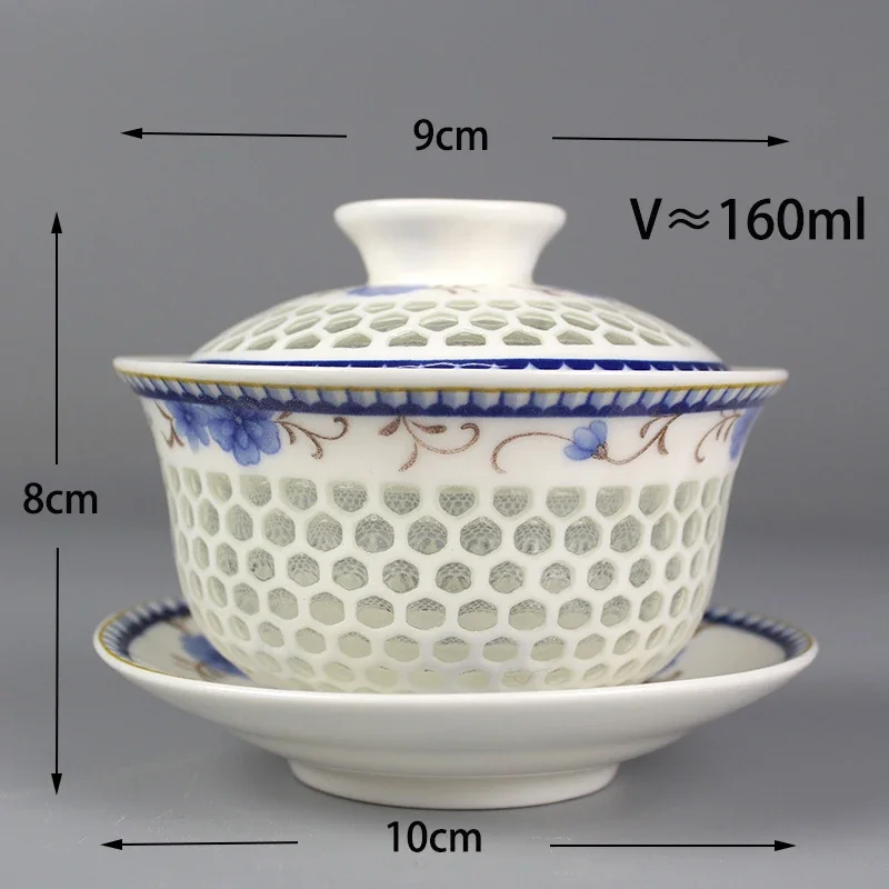 Exquisite Gaiwan Tea Set,White Bone China,Kung fu tea set,Travel Ceramic Tea Set,One Chinese Porcelain Gaiwan 160 ml