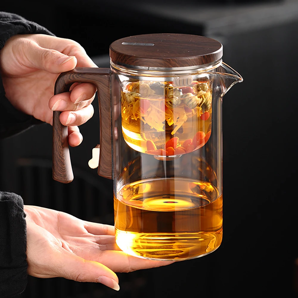High-grade Home Tea Pot One Click Tea Water Separation Stainless Steel Tea Strainer Glass Teapot Filter Kettle For Office