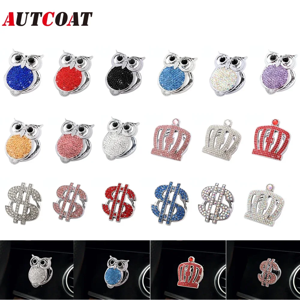 

AUTCOAT 1Pcs Bling Car Engine Start Stop Button Cover, Handmade Crystal Rhinestone Push Anti-Scratch Car Engine Decoration Cover