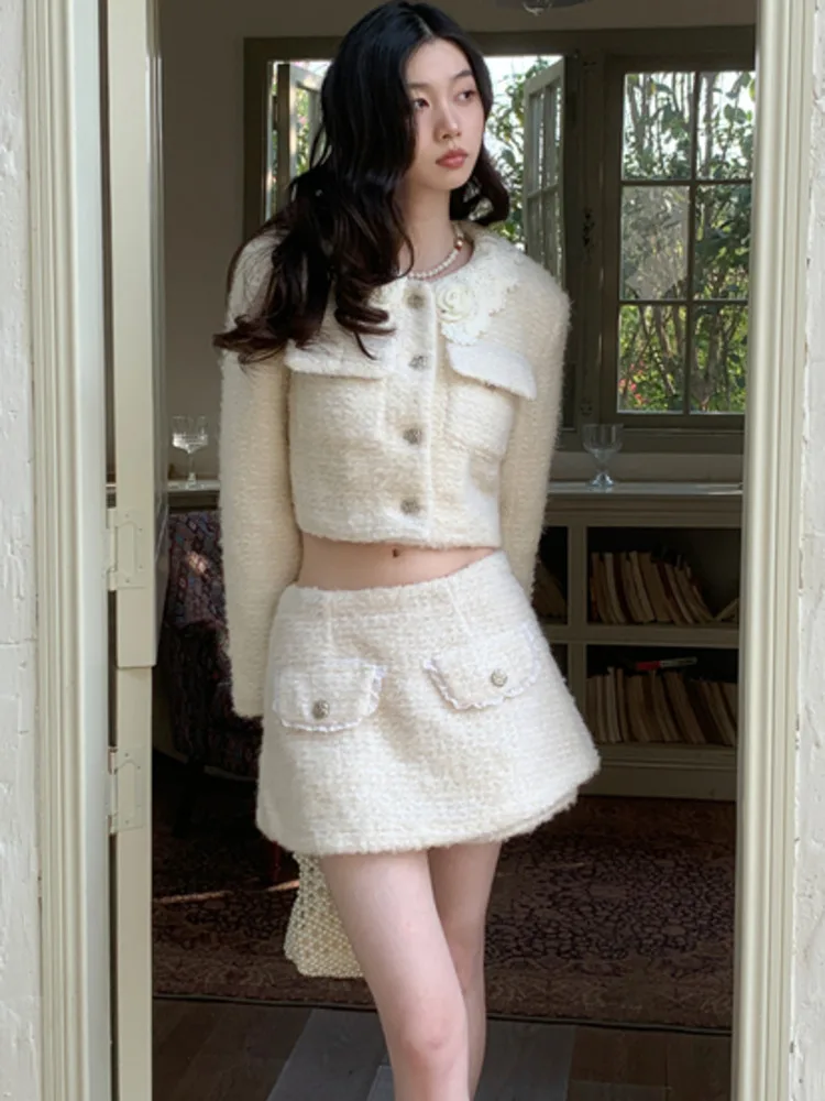 

2023 new in matching sets Two Piece Pant Set For Women Jacket Coat + Short skirt Autumn 2 Piece Sets Women Outfit y2k clothing