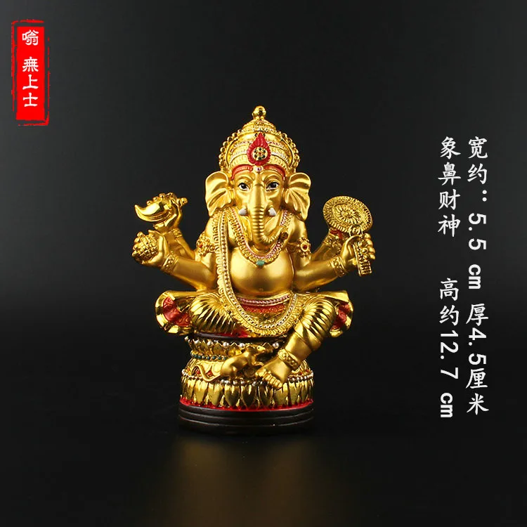 

HOT SALE 13CM Buddha supplies HOME Family efficacious protective- Indian Buddhism Elephant god gilding statue Decoration