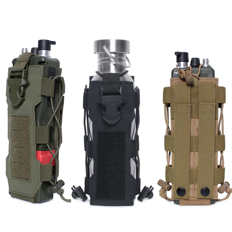 

Nylon Molle Water Bottle Pouch Walkie Talkie Holder Bag Radio Pouch Combat Hunting Travel Sports Bottle Kettle Carrier Bag