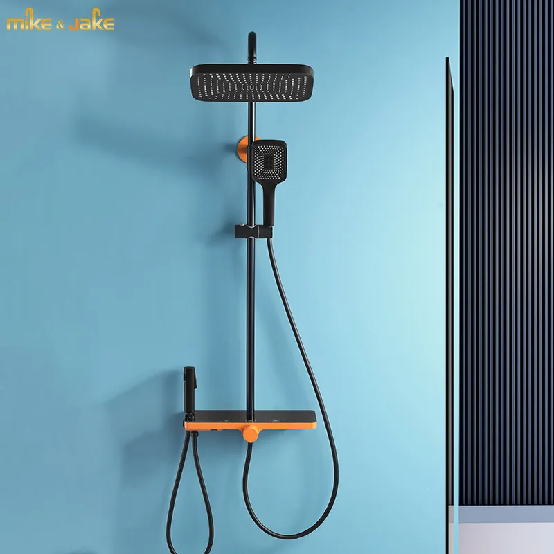 

Luxury Herme style shower mixer colorful rainfall shower set hot and cold bath shower mixer bathroom orange shower mixer