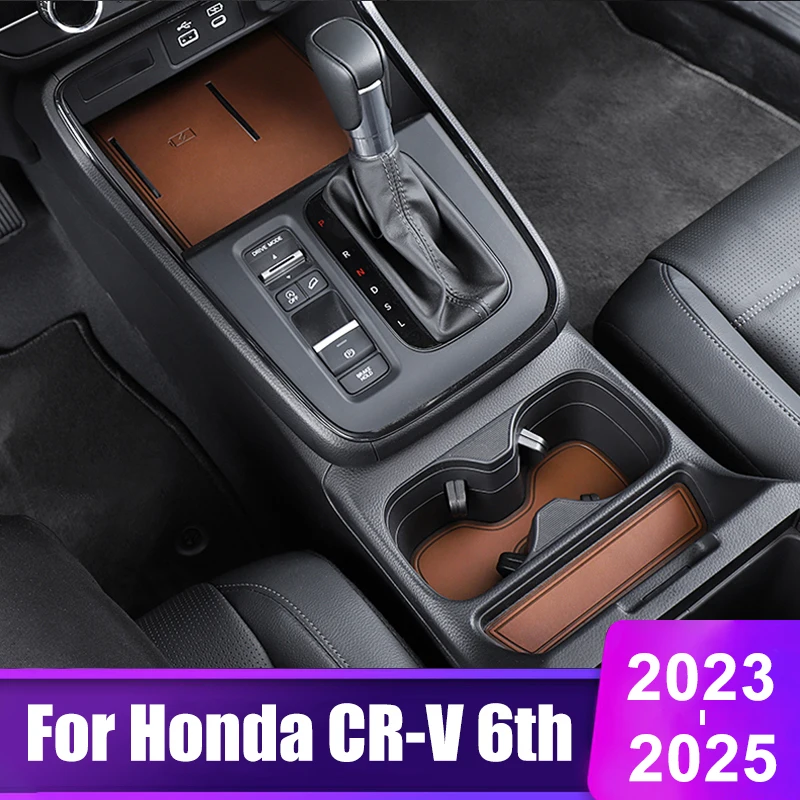 For Honda CRV CR-V 6th Gen Hybrid Leather Anti-Slip Cup Mat Car Gate Slot Pads Interior Accessories