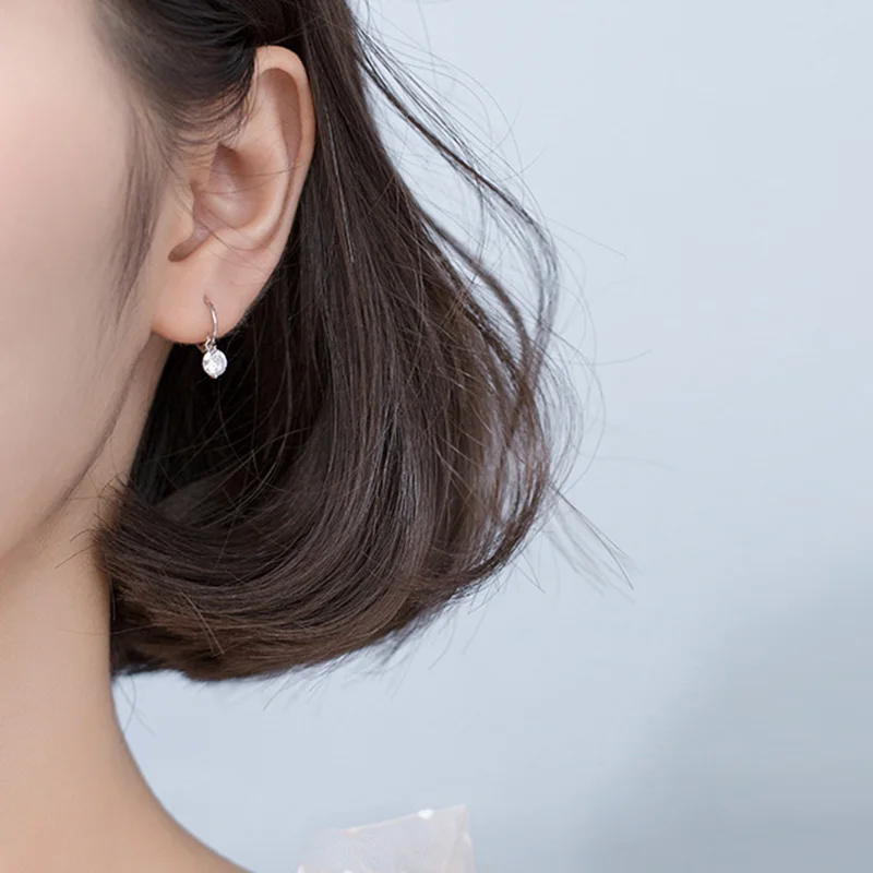 925 Sterling Silver Bohemia Geometric Round Zircon Hoop Earrings For Women Party Jewelry Accessories Gift hoop earrings,silver earrings,silver hoop earrings,womens earrings