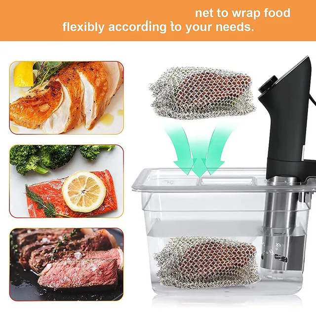 FLAGTION Sous Vide, 1.5 Pounds Food Grade Stainless Steel Sous Vide Mesh  Net & 5 Silicone Coated Magnets