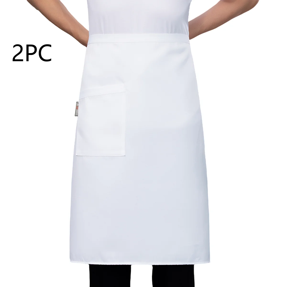 2-delig; Koksschort voor mannen en vrouwen in westers restaurant, koffieshop, hotelrestaurant, keuken, taartwinkel, bakwinkel,