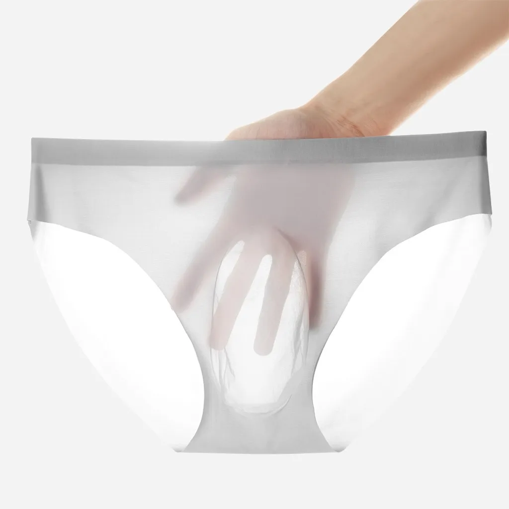

Briefs Men Ice Silk Mesh Sheer Thongs Panties Seamless Elastic High Waist Briefs Underwear Elastic Breathable Intimates Lingerie