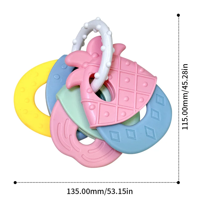 Baby Soft Rubber Rattle Fruit Style Teether Toy Newborn Food Grade Silicone Teethers Infant Training Bed Toy Kids Chewing Toys 6