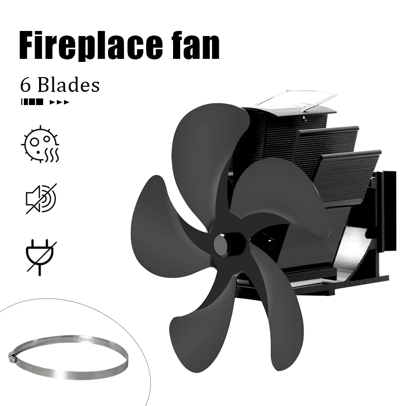 

5 Blade Wall-Mouted Stove Fan Heat Powered Fireplace Fan Log Wood Burner Ecofan Quiet Home Warmer Efficient Heat Distribution