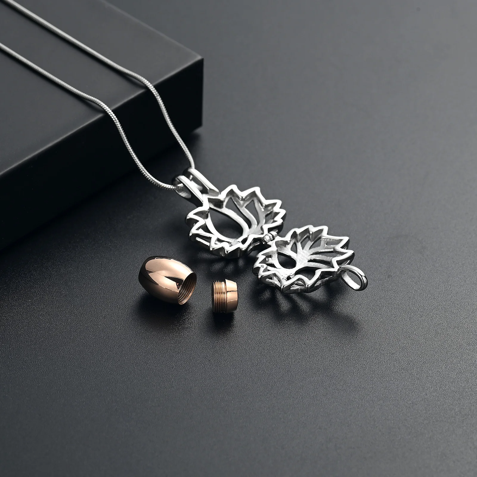 Cremation Pendant Lotus Necklace With Mini Urns For Human/Pet Ashes Free Engraving Keepsake Stainless Steel Woman Jewelry