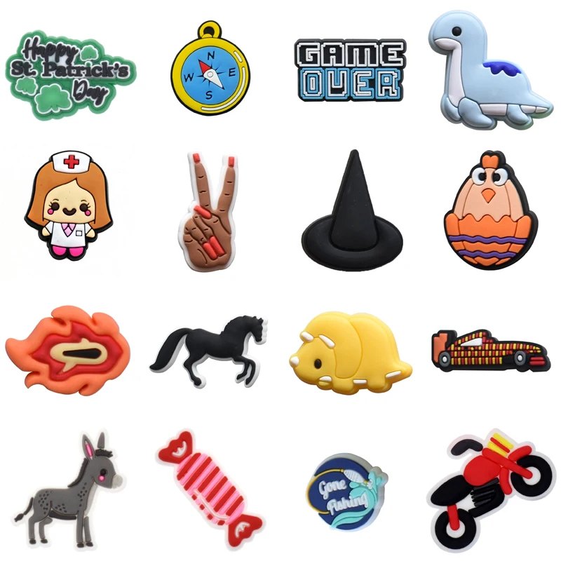 

Hot Sales 1Pcs PVC Shoes Charms Accessories Boys Girls Garden Clog Buckle Decorations Fit Croc Sandals Wristband Party Gifts