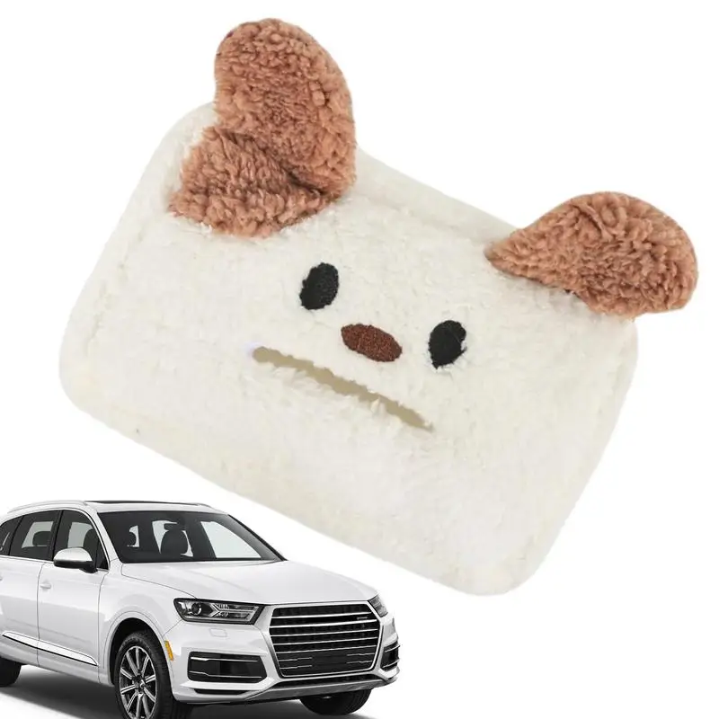 

Plush Dog Car Tissue Box PP Cotton Automotive Cartoon Sun Visor Napkin Holder Backseat Hanging Paper Towel Box Cars Accessories
