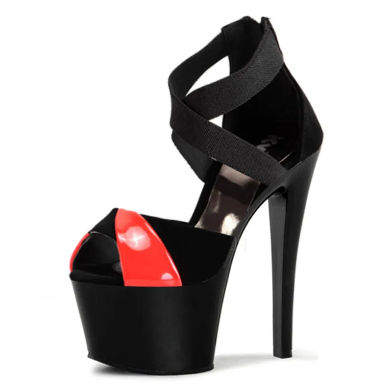 

Sexy Roman heels, ankle strap sandals, women fashion summer stage banquet performance 17cm high heels dance shoes