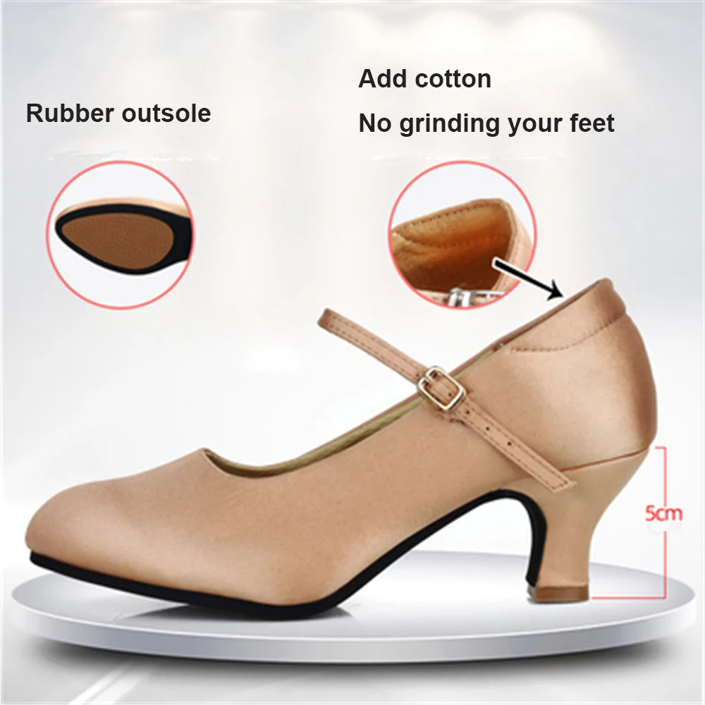Dance Shoes Latin Woman Standard Ballroom Dancing Shoes Satin 3.5cm/5cm/7cm High Heel Modern Quickstep Foxtrot Waltz Shoes 3