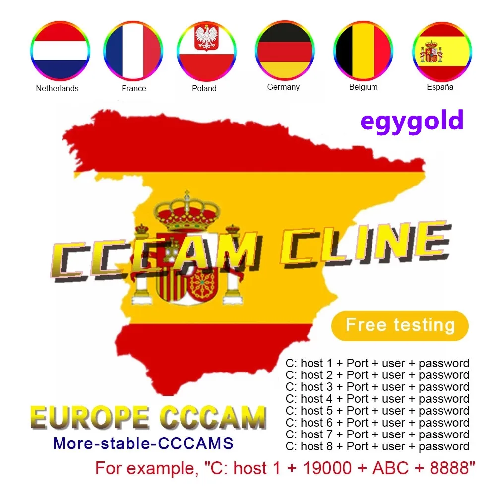 ТВ-приемник CCCAM AV-кабель 8 линий в Европе cline spain Freesat ccam для DVB-S2 Gtmedia V7S 2X V8X v9 prime |