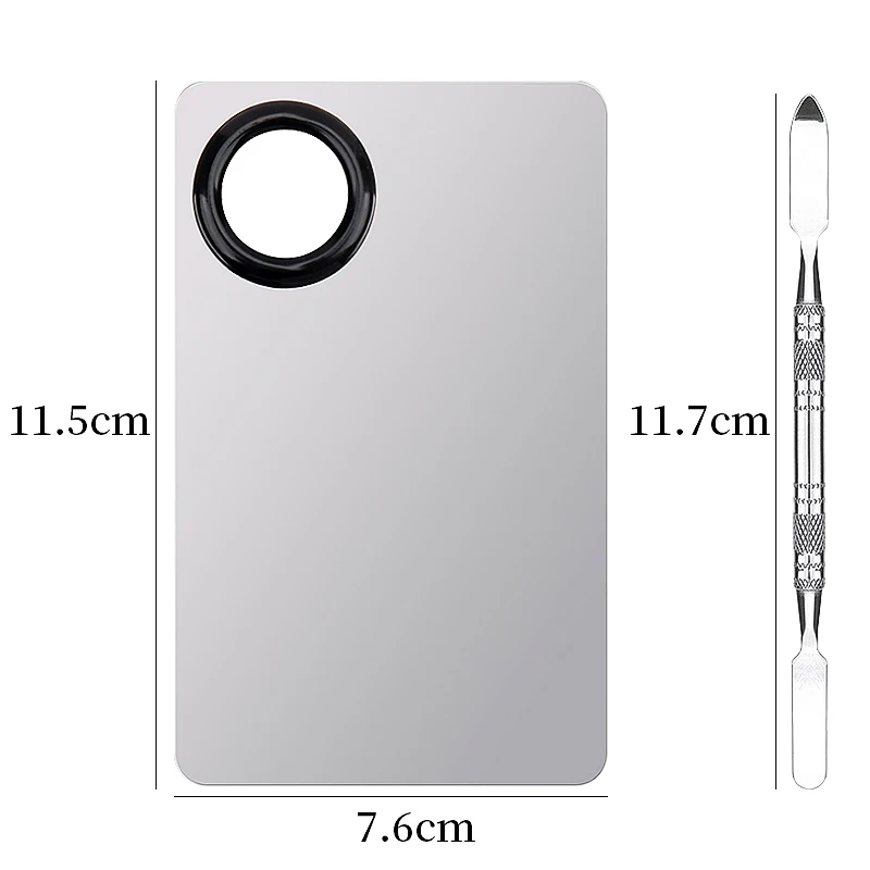 Tavolozza per miscelazione trucco Tavolozza per miscelatore per ombretto per fondotinta in acciaio inossidabile con asta per spatola Set di strumenti di bellezza per bastoncini colorati - immagine 3