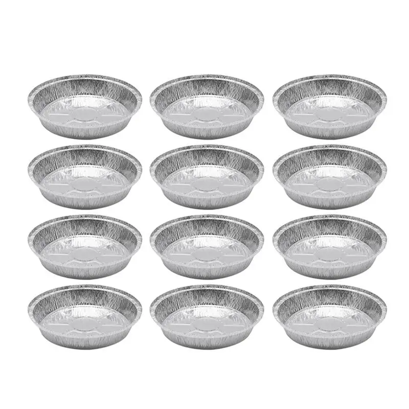 Disposable BBQ Tray Pie Pans 12/50 Pcs 9 Inch for Homemade Cakes Pies Tin Foil Bowls Aluminum Foil Round (Without Lid) 1400ML