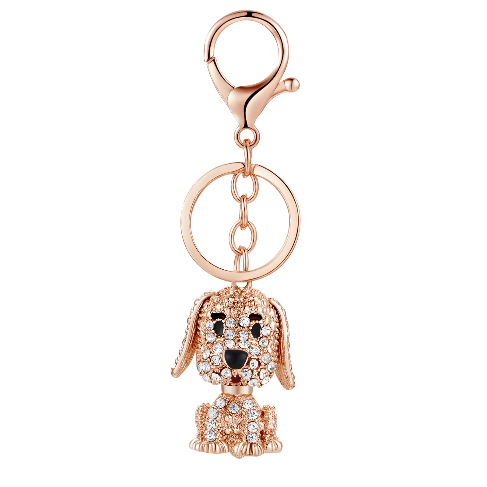 Niedlicher Hunde-Charm-Schlüsselanhänger für Frauen, Grils, Autoschlüssel, Kristall-Strasssteine, Anhänger, Handtasche, Schlüsselanhänger, Kette, Schlüsselanhänger, Charm-Zubehör