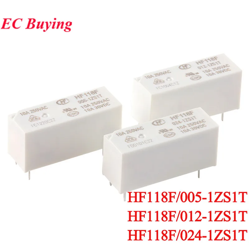 2Pcs/1pc HF118F 10A Relais 005-1ZS1T 012-1ZS1T 024-1ZS1T HF118F-012-1ZS1T 5VDC 12VDC 24VDC DC 5V 12V 24V 5Pin Power Relais Rele