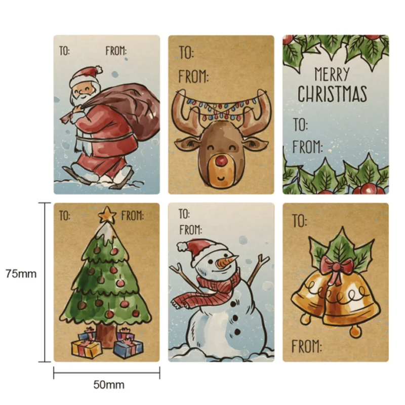 

Christmas Decoration Sticker Seal Labels DIY Scrapbook Envelope Journal Party Holiday Wedding Greeting Card Sticker 250pcs/roll