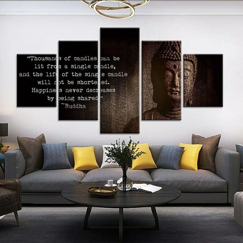 

5 панельных букв Цитата Будда дзен холст картина на стену искусство HD Печать Декор постер домашний Декор 5 шт. без рамки картины