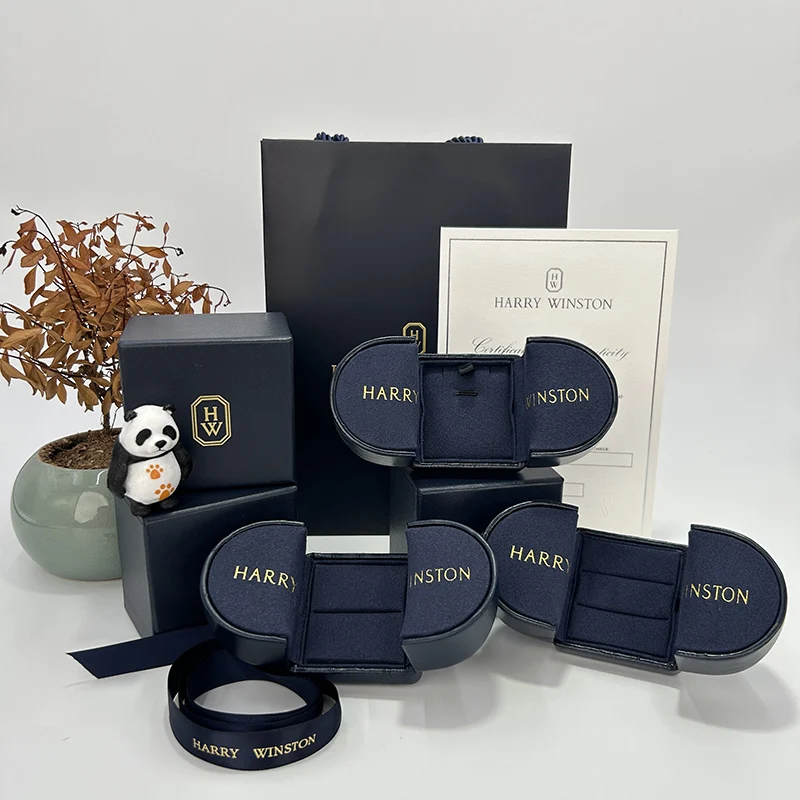 HARRY WINSTON リングボックス ネイビー HARRY WINSTON 指輪 リングケース ネイビー シルバー