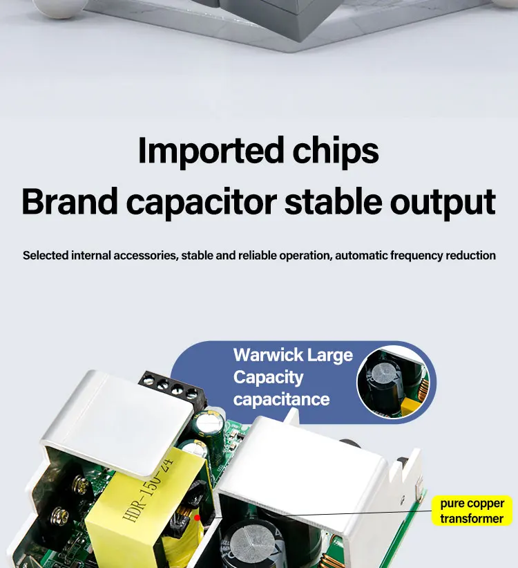 Description Picture 4 of itemHDR Series DIN Rail Switching Power Supply 15W 30W 60W 100W 150W 110V 220V AC/DC 12V 24V Industrial Ultra-thin SMPS Transformer
