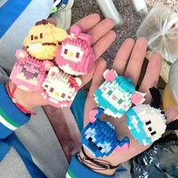 Disney Anime Hello Kitty My Melody Cinnamoroll Pompompurin Kuromi Friends Building Blocks Bricks Girl Children Kid Toy Gift Set 1