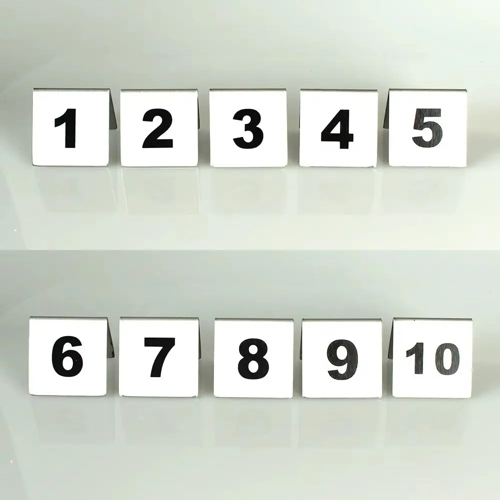 10개/세트 스테인리스 테이블 번호판 양면 번호판 1부터 20까지 디지털 카드 번호판 레스토랑 호텔 데스크 번호판
